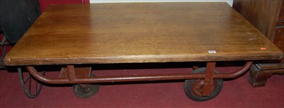 Lot 1158 - A contemproary industrial oak topped and iron...
