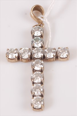 Lot 312 - A gilt metal and paste set cross pendant,...