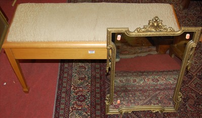 Lot 1203 - A beech hinge-top upholstered duet music seat;...