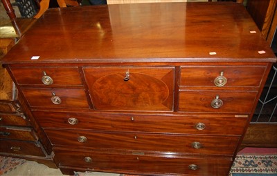 Lot 1204 - A 19th century mahogany squarefront chest,...
