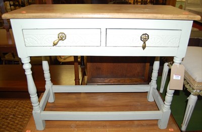 Lot 1209 - An elm later painted two drawer low side table,...