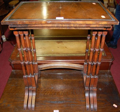 Lot 1216 - A mahogany and flame mahogany nest of three...