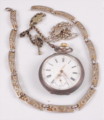 Lot 324 - A continental silver cased gents open faced...