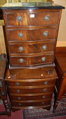 Lot 1236 - A reproduction mahogany serpentine front four...