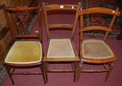 Lot 1242 - A pair of Edwardian beech cane seat bedroom...