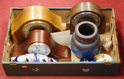 Lot 144 - A box of miscellaneous items, to include oak...