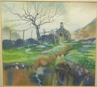 Lot 1003 - John Deanan - Bottermere Church, pastel,...