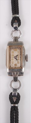 Lot 347 - An Art Deco ladies 9ct white gold cased tank...