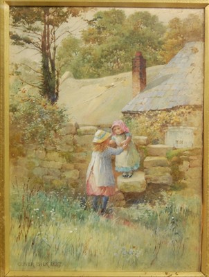 Lot 1008 - Oliver Silk (1857-1930) - Children playing on...