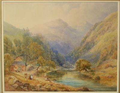 Lot 1014 - 19th century school - Figures on a mountain...