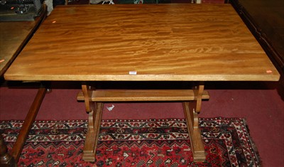 Lot 1244 - A mahogany trestle end dining table, length 123cm