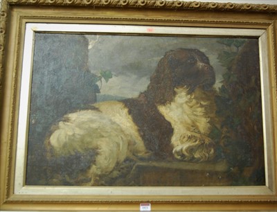 Lot 1021 - B.A. Browning - Spaniel study in a landscape,...