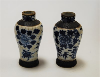 Lot 169 - A pair of Japanese stoneware crackle glazed...