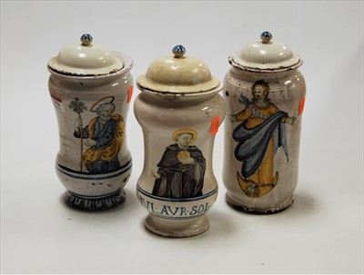 Lot 170 - A 19th century Italian Maiolica glazed drug...