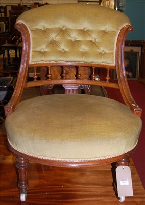 Lot 1262 - A late Victorian walnut framed and buttonback...