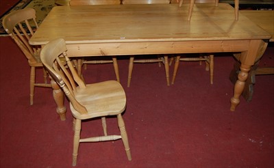 Lot 1272 - A modern pine round cornered farmhouse kitchen...