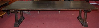 Lot 1278 - An unusually large oak plank-top refectory...