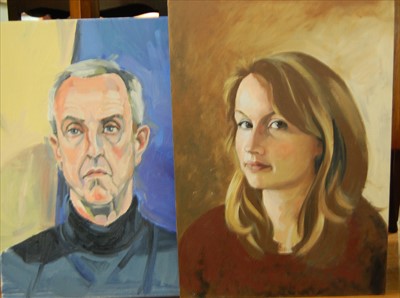 Lot 1044 - Assorted amateur oils largely being portrait...