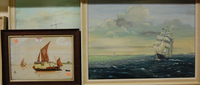 Lot 1052 - VW Seago - clipper ships on the calm, oil on...