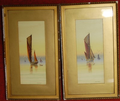 Lot 1057 - R Montague - pair of boating scenes,...