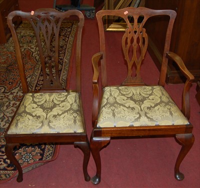 Lot 1298 - A set of five Chippendale style mahogany...