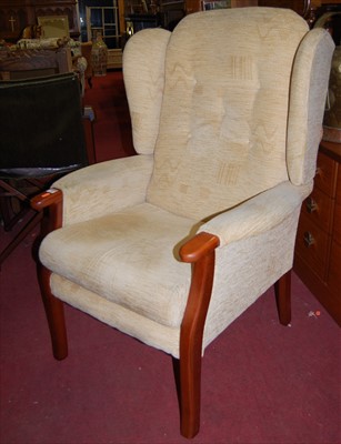 Lot 1300 - A pair of contemporary beech framed and cream...