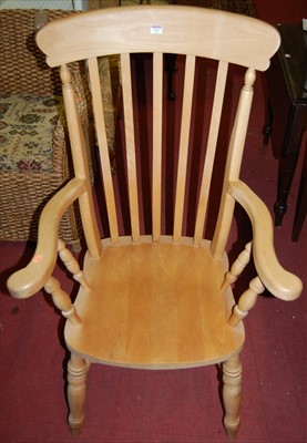 Lot 1307 - A contemporary beech slat back farmhouse open...
