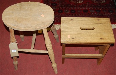 Lot 1338 - An elm and beech bar stool, together with a...