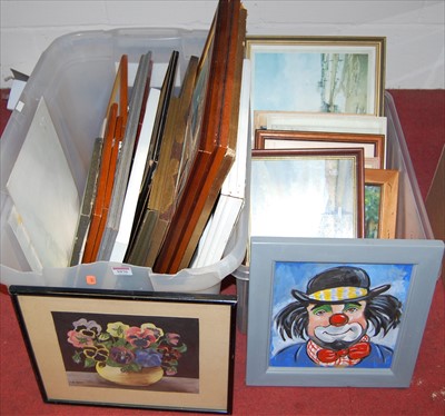 Lot 1076 - Two boxes of assorted pictures and prints