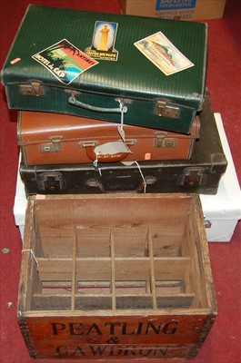 Lot 1085 - Four various small suitcases; together with a...