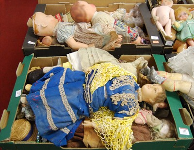 Lot 441 - A *poured* wax head doll having filled body...