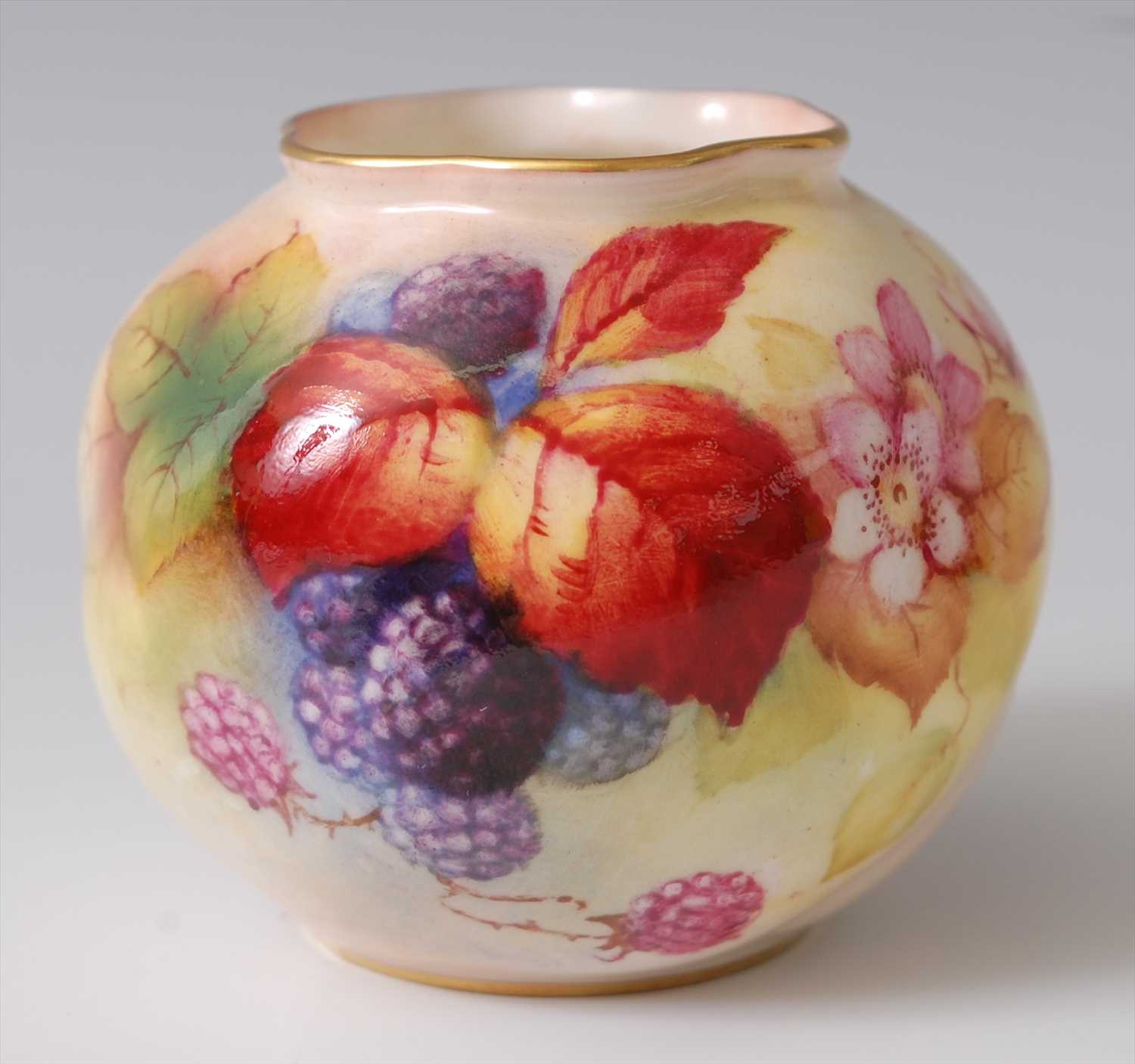 Lot 1092 - A Royal Worcester porcelain squat vase,...