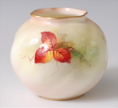 Lot 1092 - A Royal Worcester porcelain squat vase,...