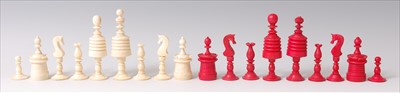 Lot 1295 - A 19th century English carved bone chess set,...