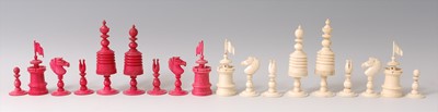 Lot 500 - A 19th century English carved bone chess set,...