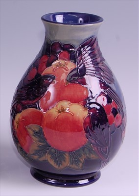 Lot 12 - A modern Moorcroft pottery vase in the Finches...