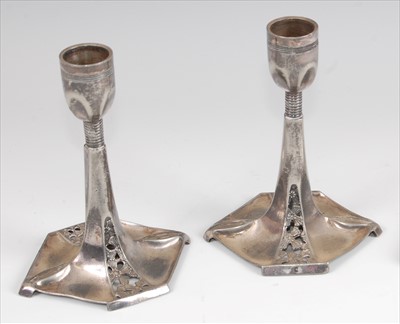 Lot 153 - A pair of WMF Art Nouveau pewter squat...