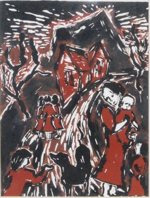Lot 325 - Robert Speight - Norwegian Village, linocut in...