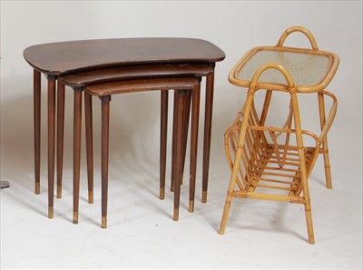 Lot 354 - A 1960s nest of three kidney shaped stained...