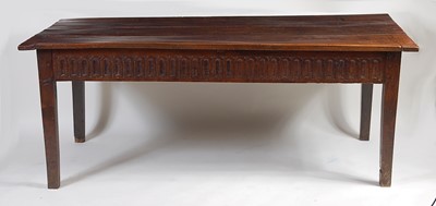 Lot 1235 - An antique elm and oak refectory table, 17th...