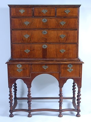 Lot 1130 - An early 18th century walnut chest-on-stand,...