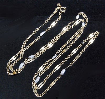 Lot 1215 - An 18ct yellow gold fancylink necklet,...