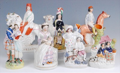 Lot 1122 - A Victorian Staffordshire spill vase, modelled...