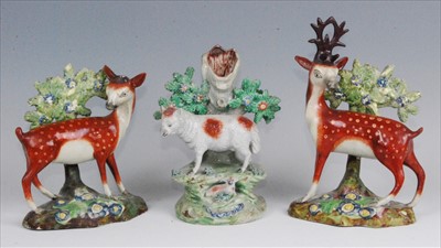 Lot 1107 - A pair of early 19th century pearlware bocage...