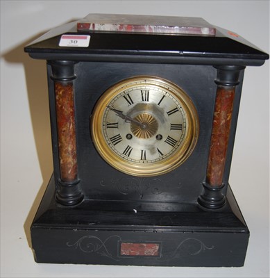 Lot 30 - A late Victorian black slate and rouge marble...