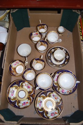 Lot 35 - A Victorian part tea service, on a blue ground...