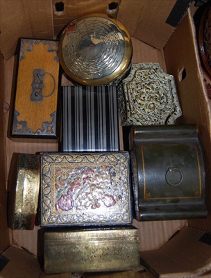 Lot 42 - A green painted Toleware tea caddy in the...