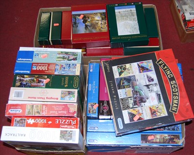 Lot 58 - Two boxes of miscellaneous jigsaw puzzles,...