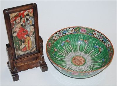 Lot 94 - An early 20th century Chinese table screen,...