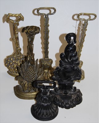 Lot 96 - A pair of Victorian brass doorstops, each in...